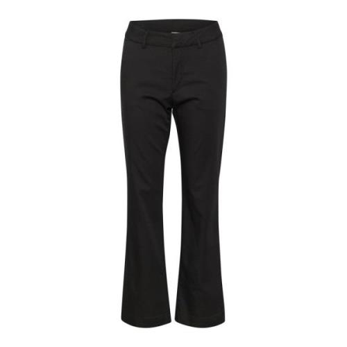 Flared Chino Broek Zwart Diep Kaffe , Black , Dames