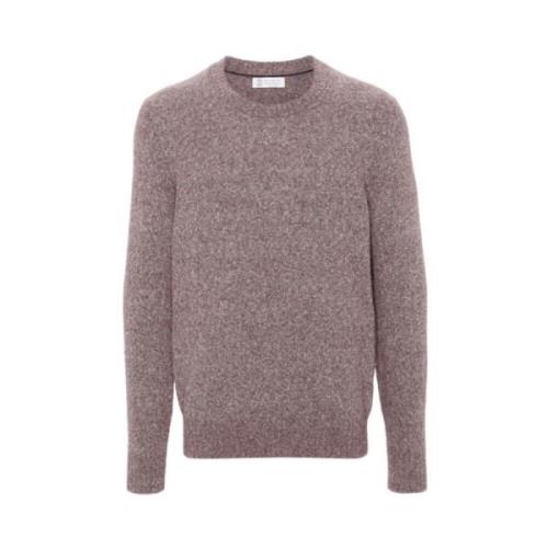 Gebreide Crew Neck Sweater Brunello Cucinelli , Purple , Heren