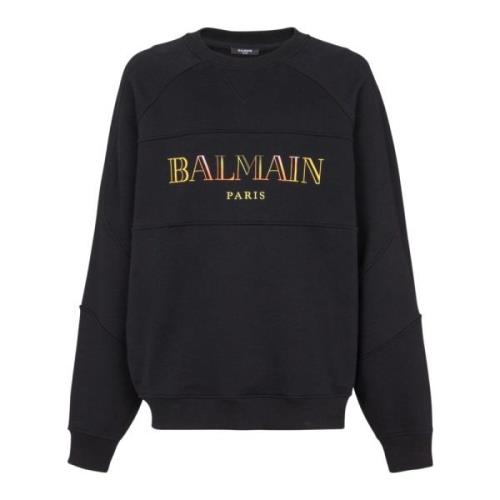 Vintage Geborduurde Loose Fit Sweater Balmain , Black , Heren