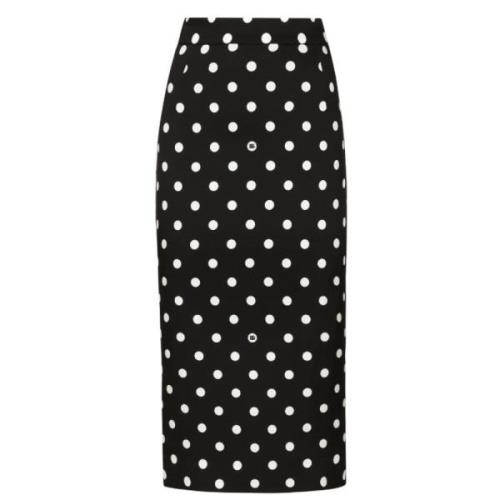 Polka Dot Zijden Pencil Rok Dolce & Gabbana , Black , Dames