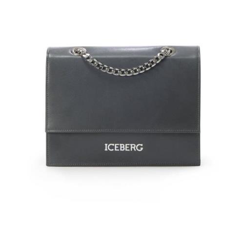 Vogue Leren Schoudertas met Ketting Iceberg , Gray , Dames