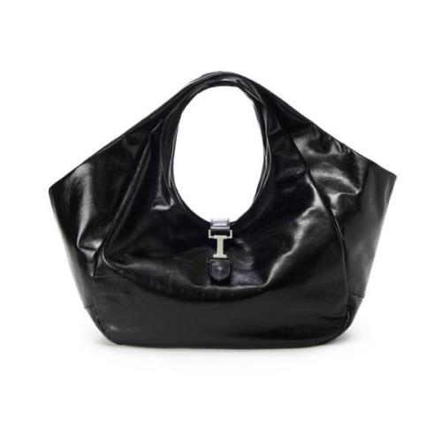 Elegante Leren Winkelmand Iceberg , Black , Dames