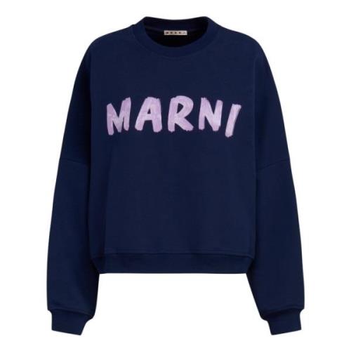 katoenen sweatshirt met print Marni , Blue , Dames