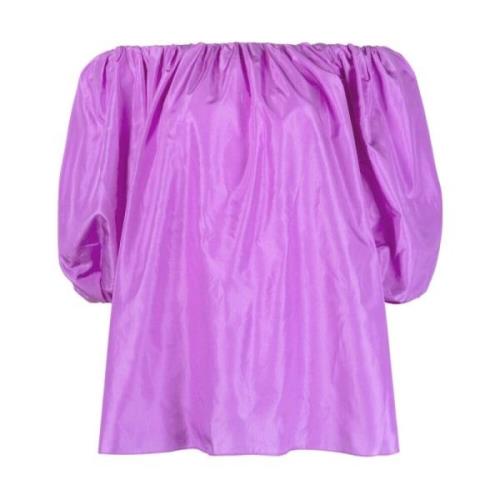 Orchidee Paarse Zijden Off-Shoulder Top Valentino Garavani , Purple , ...