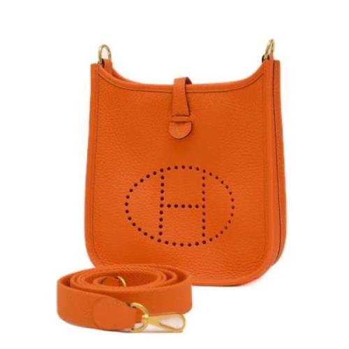 Pre-owned Leather shoulder-bags Hermès Vintage , Orange , Dames