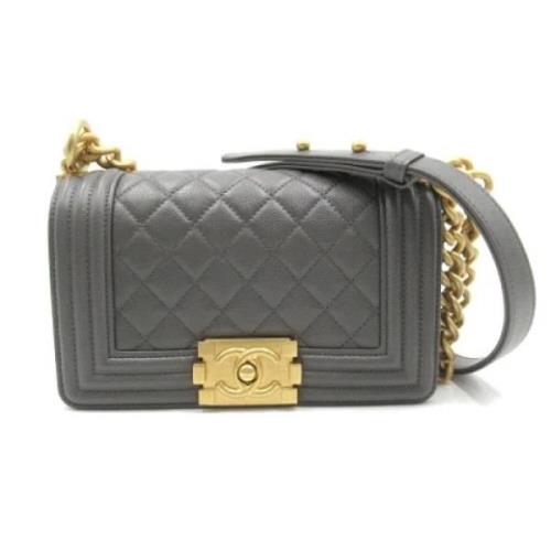 Pre-owned Leather chanel-bags Chanel Vintage , Gray , Dames