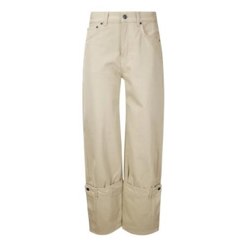 Wijde katoenen jeans met afneembaar deel Haikure , Beige , Dames