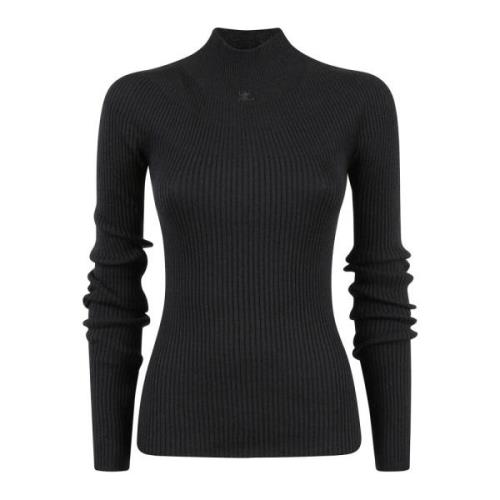 Rib Mockneck Solar Light Sweater Courrèges , Black , Dames