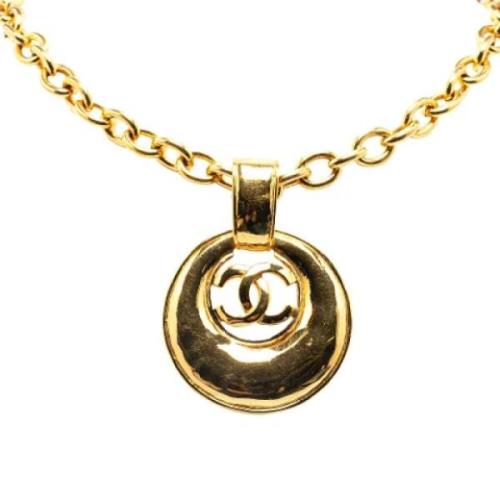 Pre-owned Metal necklaces Chanel Vintage , Yellow , Dames