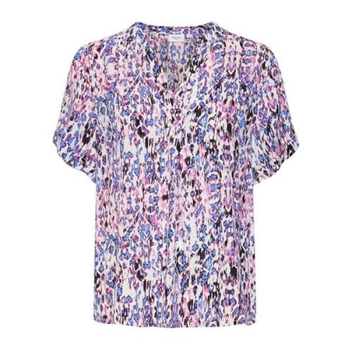 Agnessz Ss Top Bluser Pink Ikat Saint Tropez , Multicolor , Dames