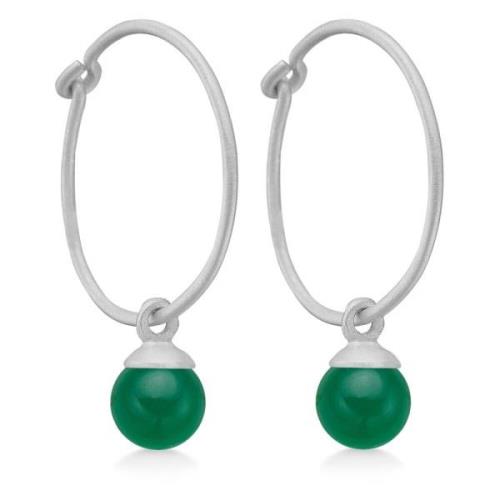 Groene Onyx Zilveren Creool Oorbellen Frk. Lisberg , Gray , Dames