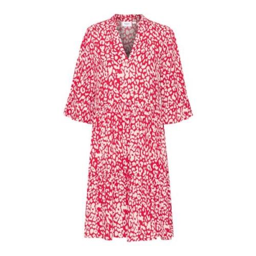 Luipaardprint Jurk met Ruchedetails Saint Tropez , Red , Dames