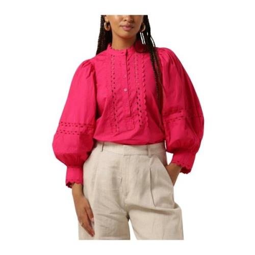 Fuchsia Broderie Blouse Antik Batik , Pink , Dames