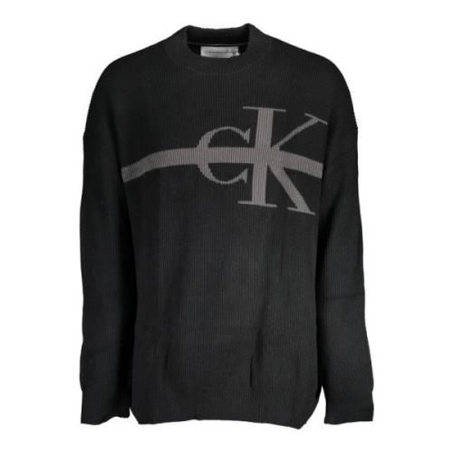 Zwarte katoenen trui met borduursel Calvin Klein , Black , Heren