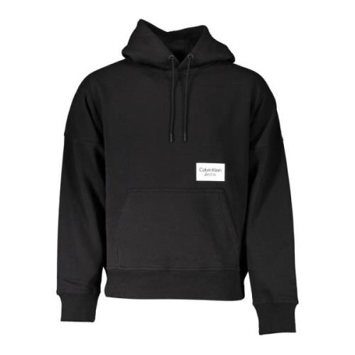 Zwarte hoodie met print en logo Calvin Klein , Black , Heren