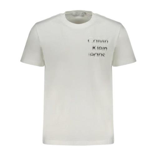 Katoenen T-Shirt met Korte Mouwen en Logo Calvin Klein , White , Heren