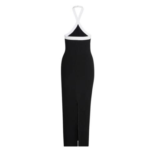 Elegante Halternek Midi Jurk Roland Mouret , Black , Dames