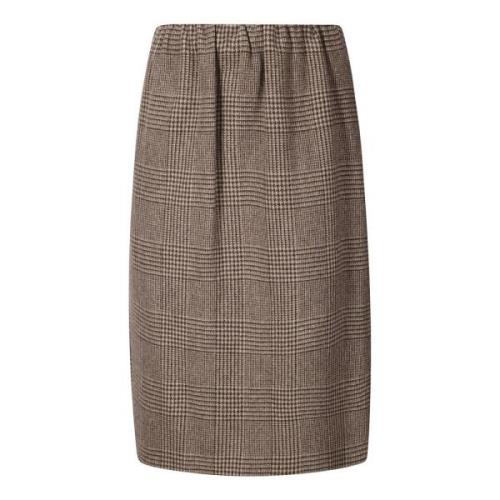 Tweed Midi Rok met Zakken Jejia , Brown , Dames