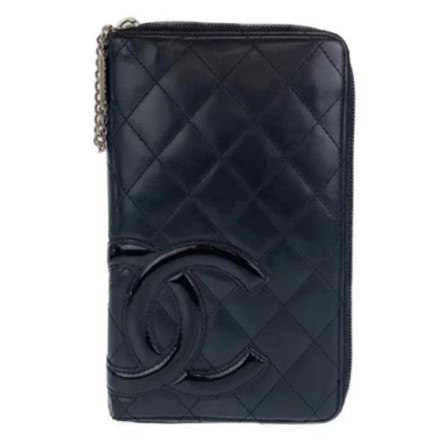 Pre-owned Leather wallets Chanel Vintage , Black , Dames