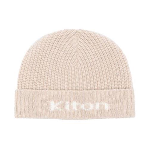 Chunky Ribbed Knit Logo Hat Kiton , White , Heren