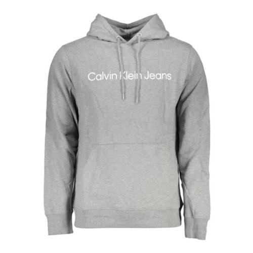 Grijze heren hoodie lange mouw Calvin Klein , Gray , Heren