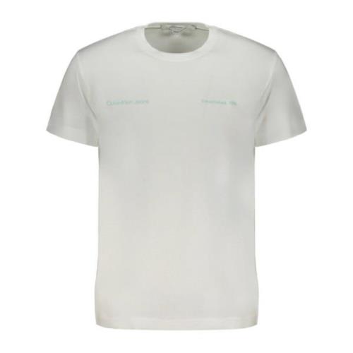 Wit Katoenen T-Shirt Met Korte Mouwen Calvin Klein , White , Heren