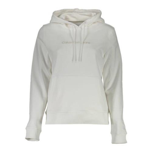 Witte Katoenen Sweater met Capuchon en Print Calvin Klein , White , He...