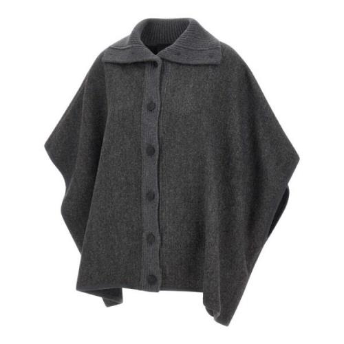 Grijze Wol Cape Jas Fabiana Filippi , Gray , Dames