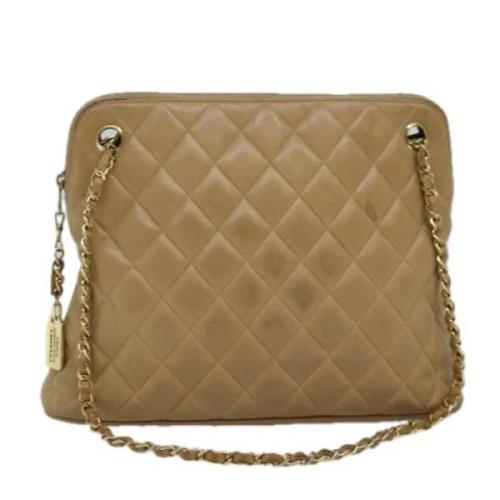 Pre-owned Leather chanel-bags Chanel Vintage , Beige , Dames