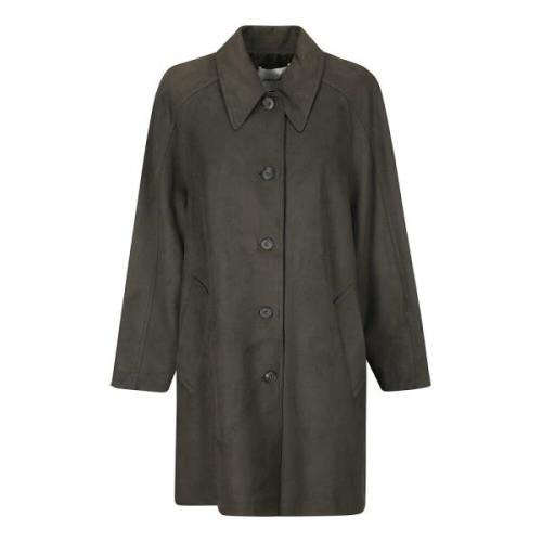 Suede Half Coat LOW Classic , Brown , Dames