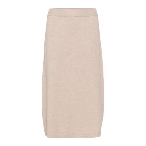 Elastische Taille Rok Doeskin Melange Saint Tropez , Beige , Dames