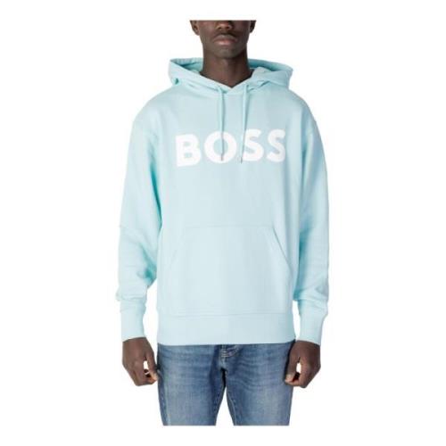 Lichtblauwe Bedrukte Hoodie Boss , Blue , Heren