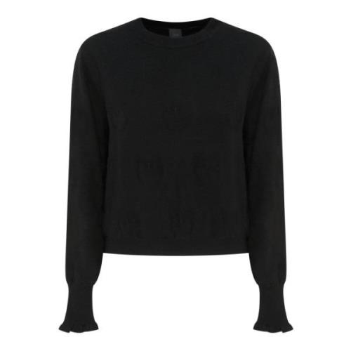 Zwarte Crewneck Logo Patroon Cashmere Trui Pinko , Black , Dames