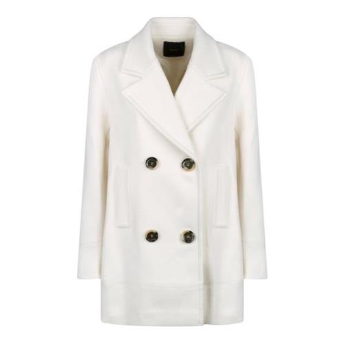 Witte Dubbel-Breasted Jas Pinko , White , Dames