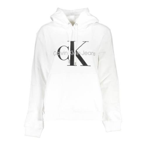 Witte hoodie met print en logo Calvin Klein , White , Heren