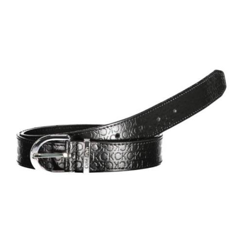 Leren Riem Zwart Metalen Gesp Contrast Details Calvin Klein , Black , ...