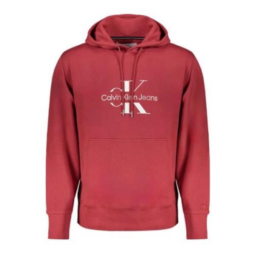 Rode hoodie met centrale zak en logoprint Calvin Klein , Red , Heren