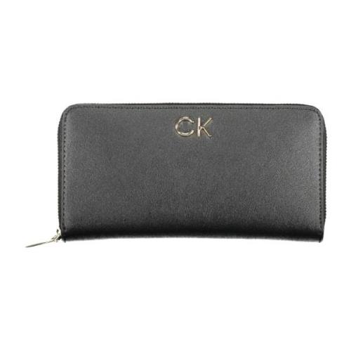 Damesportemonnee Zwart Rits Munt Kaart Calvin Klein , Black , Dames