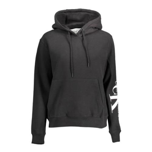 Hoodie Zwart Lange Mouw Print Logo Calvin Klein , Black , Heren