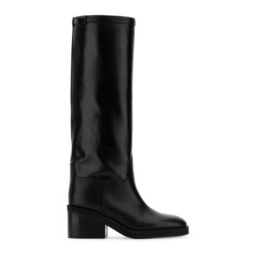 Stijlvolle zwarte leren laarzen Jimmy Choo , Black , Dames