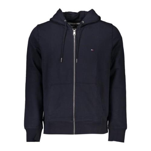 Blauwe Hoodie met Rits Geborduurd Logo Tommy Hilfiger , Blue , Heren