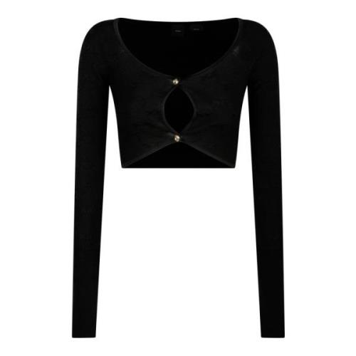 Zwarte Crop Cardigan met Duimgat Pinko , Black , Dames