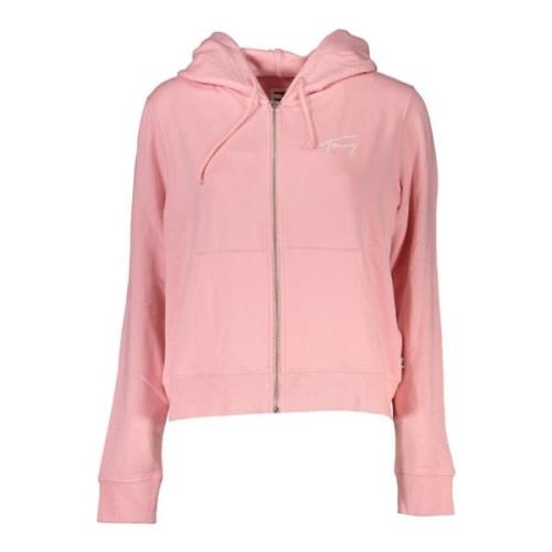 Roze Hoodie met Rits en Borduursel Tommy Hilfiger , Pink , Dames