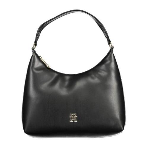 Zwarte Schoudertas met Ritssluiting Tommy Hilfiger , Black , Dames