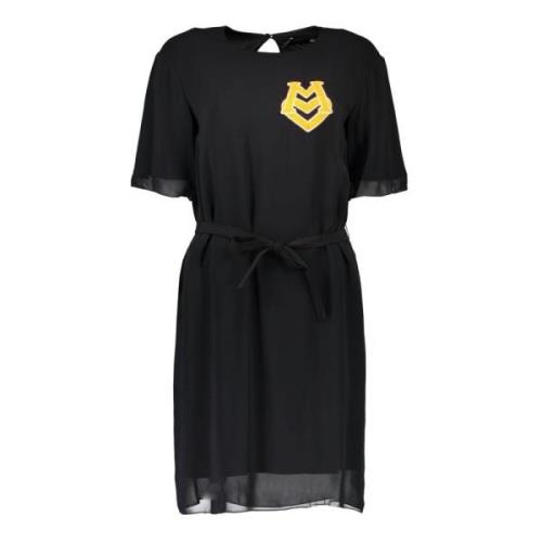 Korte Jurk met Ronde Hals Love Moschino , Black , Dames