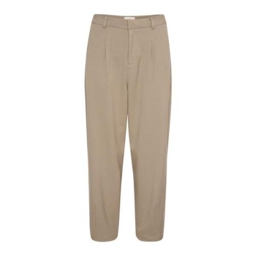 Hoge taille cropped broek met riemlussen Kaffe , Beige , Dames