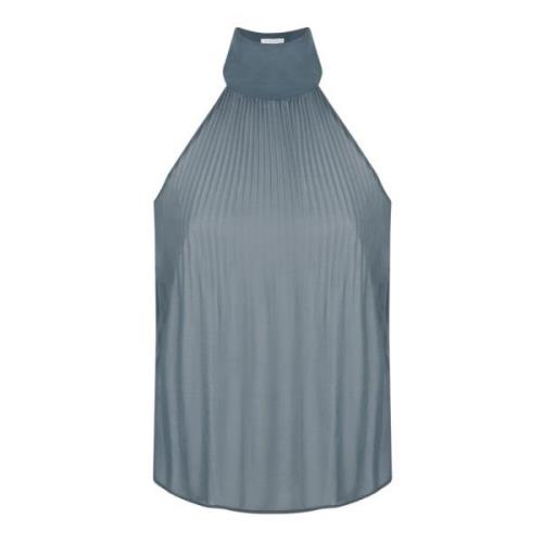 Geplooide Top met Hoge Hals Patrizia Pepe , Blue , Dames