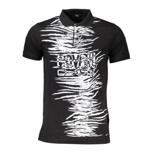 Zwarte Polo Shirt Korte Mouwen Heren Cavalli Class , Black , Heren