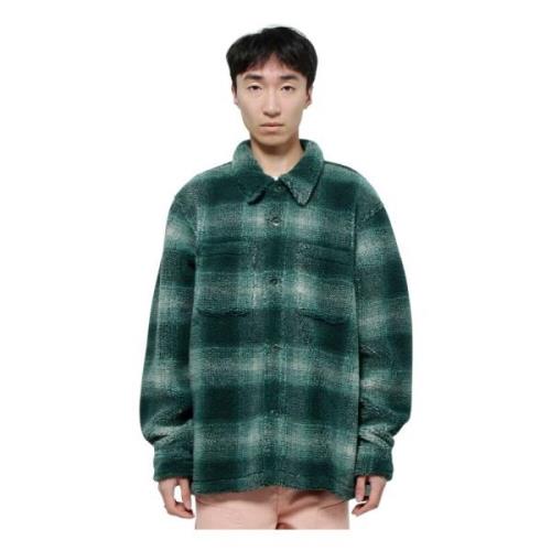 Plaid Sherpa Polyester Shirt Groen Stüssy , Green , Heren