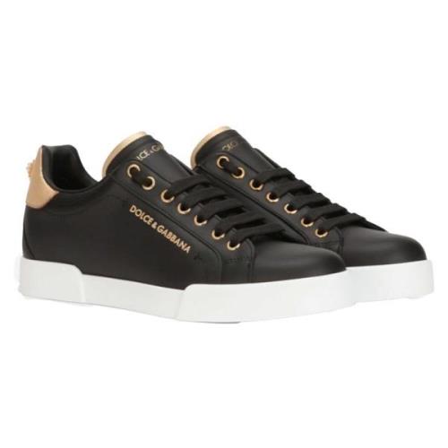 Parel Versierde Klassieke Sneaker Dolce & Gabbana , Black , Dames